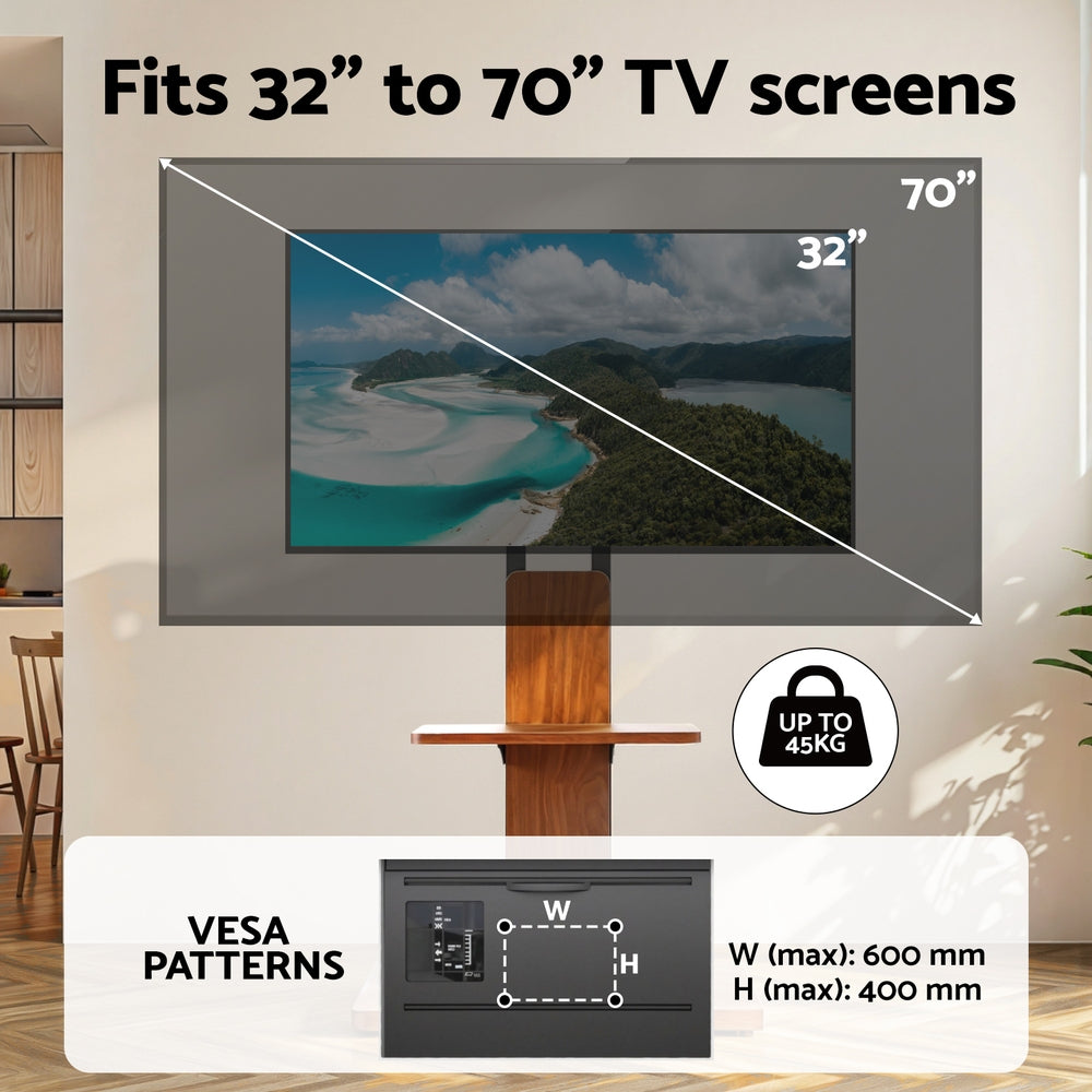 Cove TV Stand Wooden Tray – Black – 32-70 inch