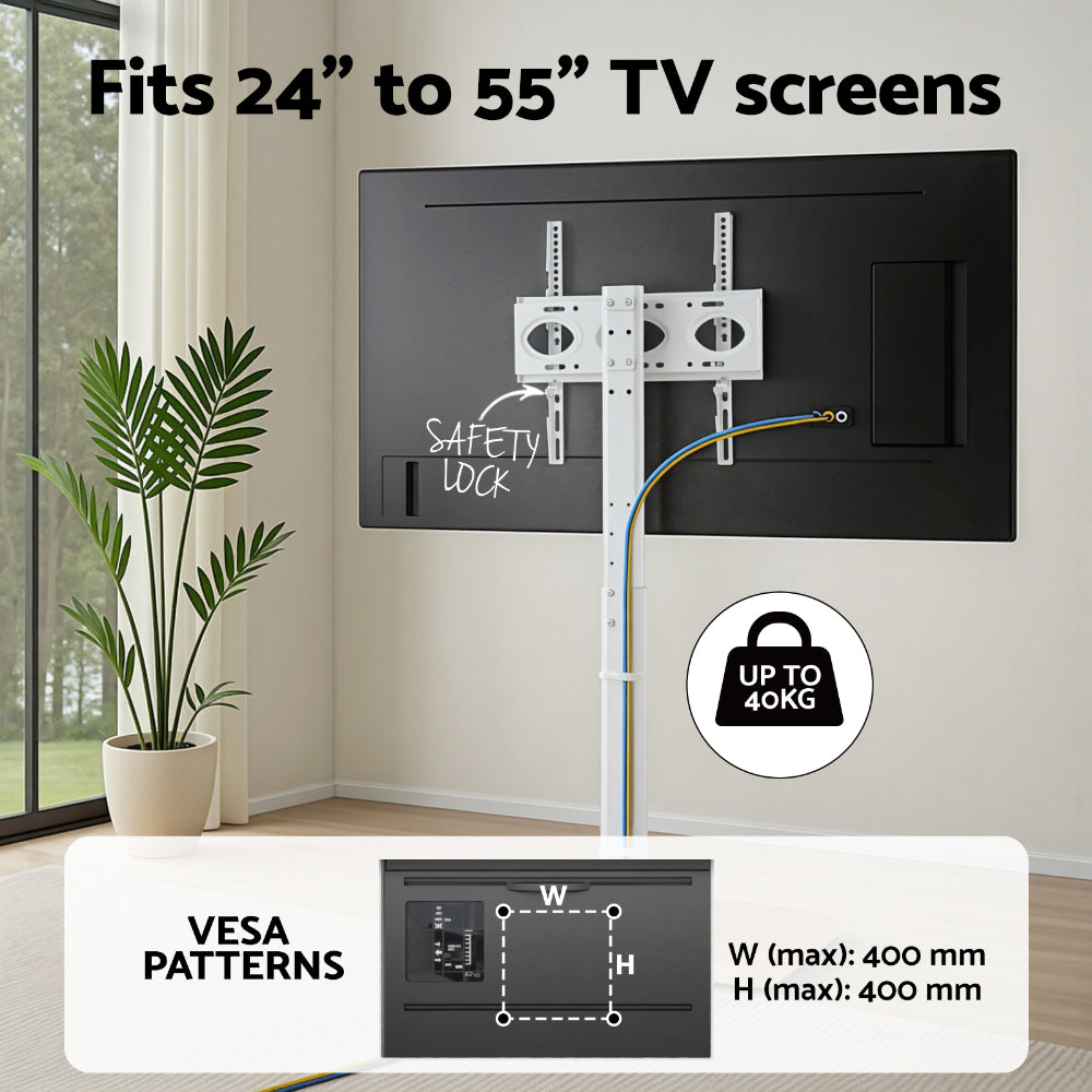Nova TV Stand Floor Mount – White – 24-55 inch