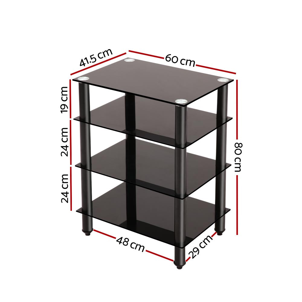 Linden TV Media Stand – Black – 4 Tier