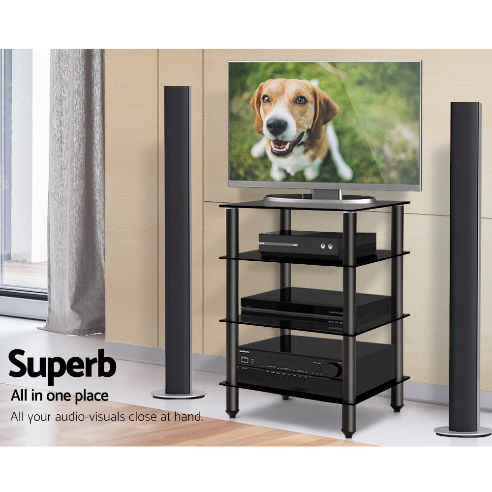 Linden TV Media Stand – Black – 4 Tier