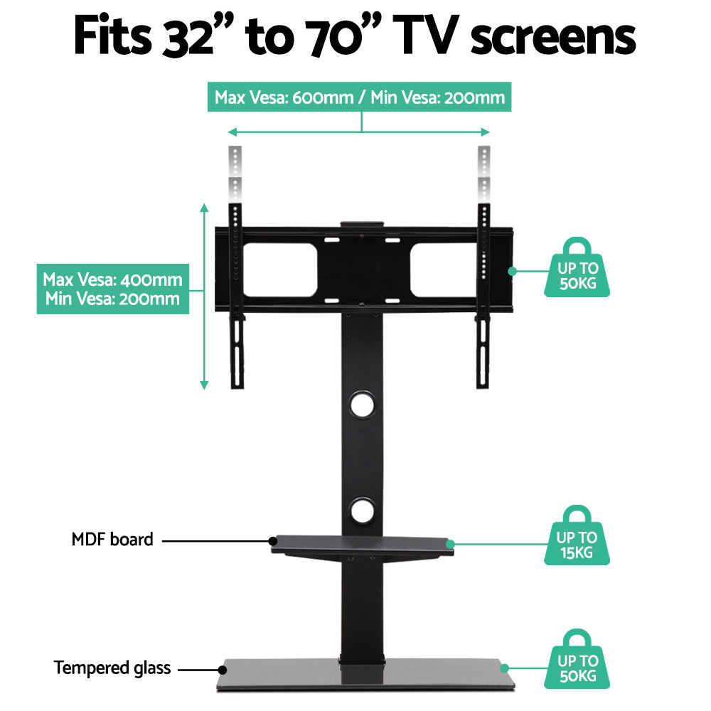 Arlo TV Stand Mount with Storage – Black – 32" - 70"