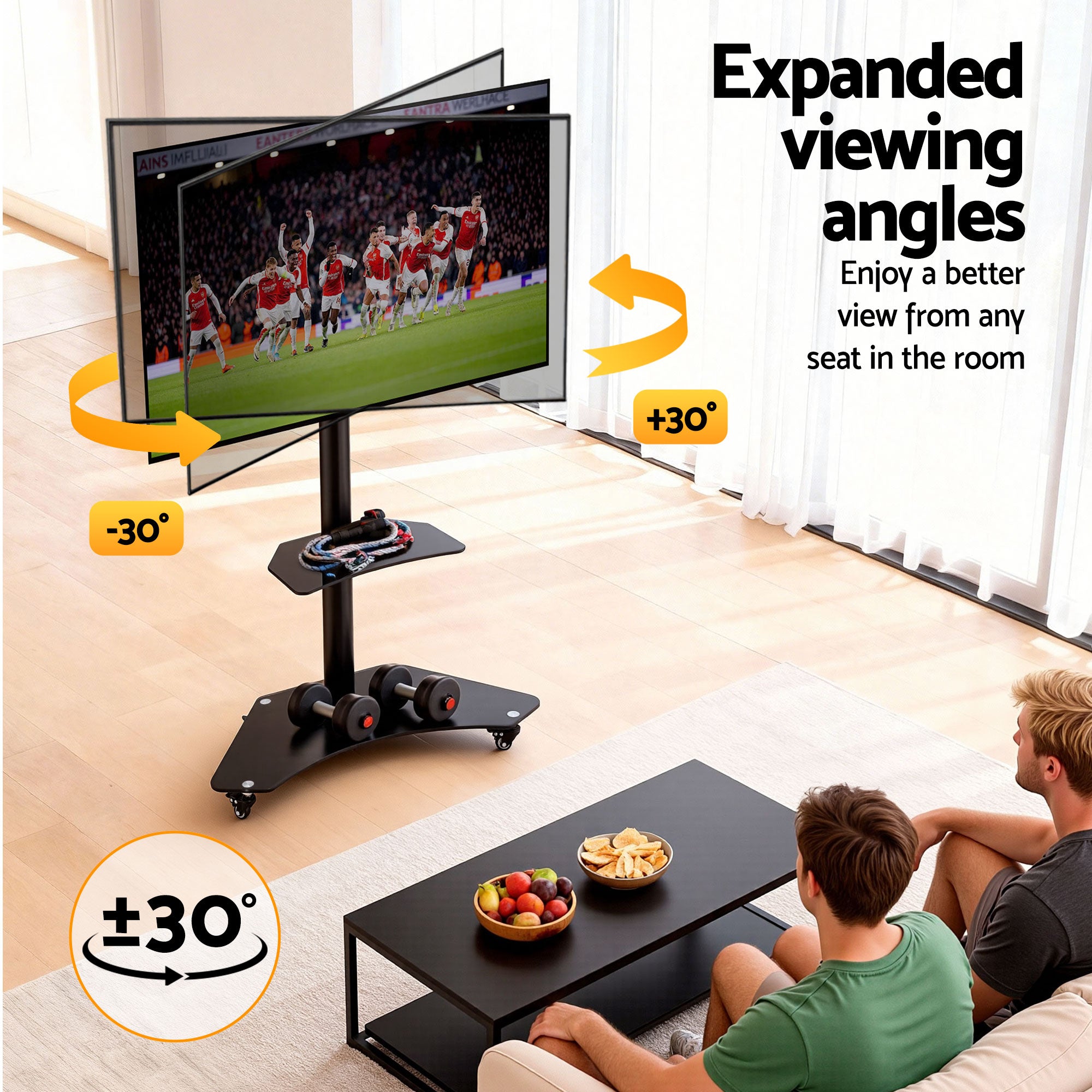 Valmere Adjustable TV Floor Stand Mount – Black