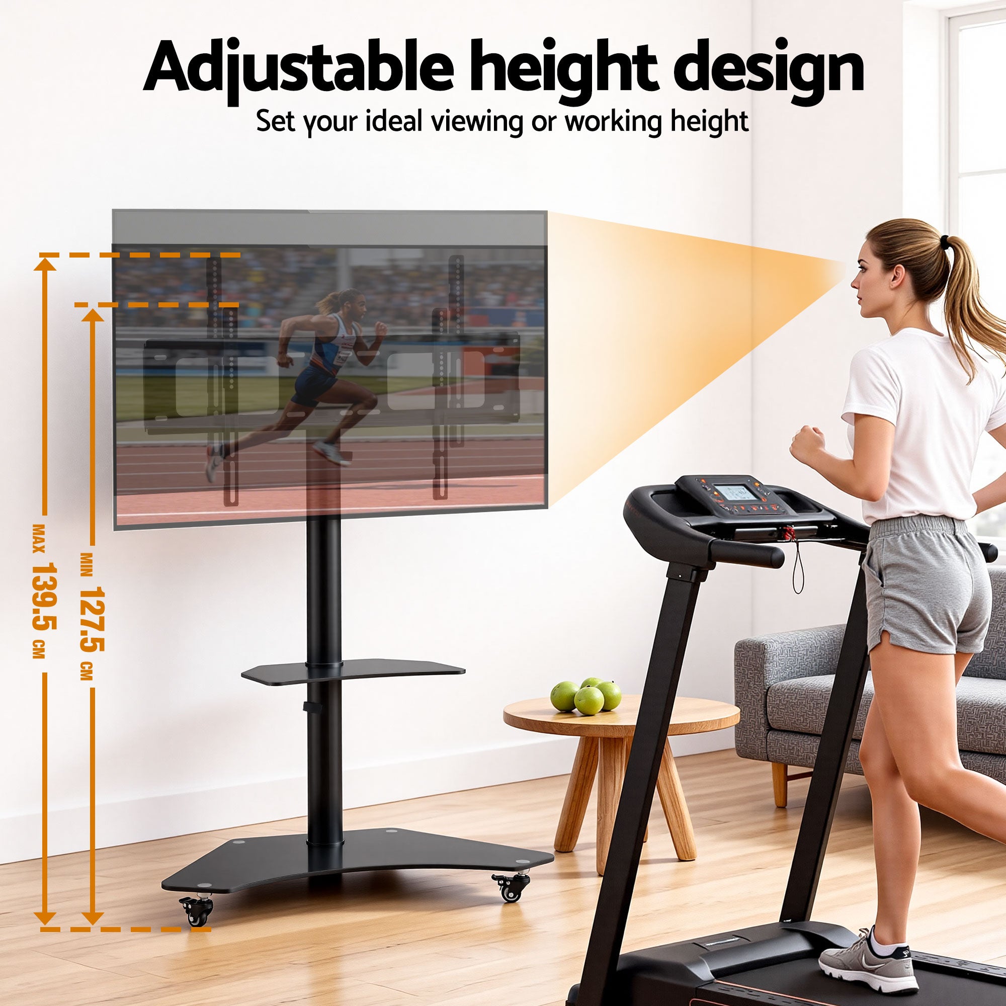 Valmere Adjustable TV Floor Stand Mount – Black