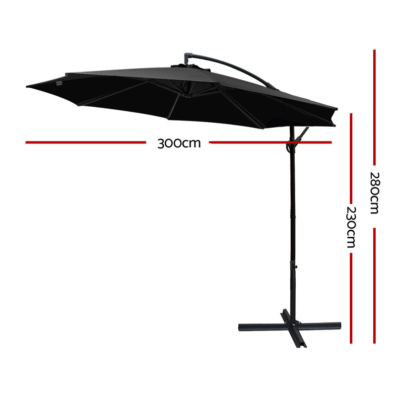 3m Outdoor Umbrella - Black