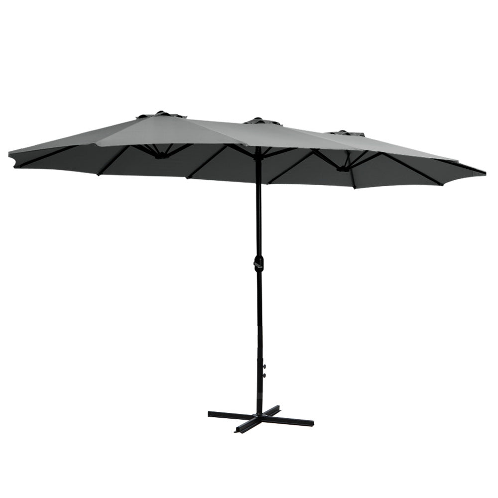 Haven 4.57m Outdoor Umbrella Beach Pole Garden Tilt Charcoal