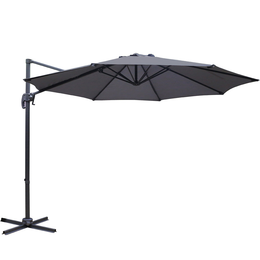 Nova 3m Outdoor Umbrella Cantilever 360 Degree Tilt Beach Roma Charcoal