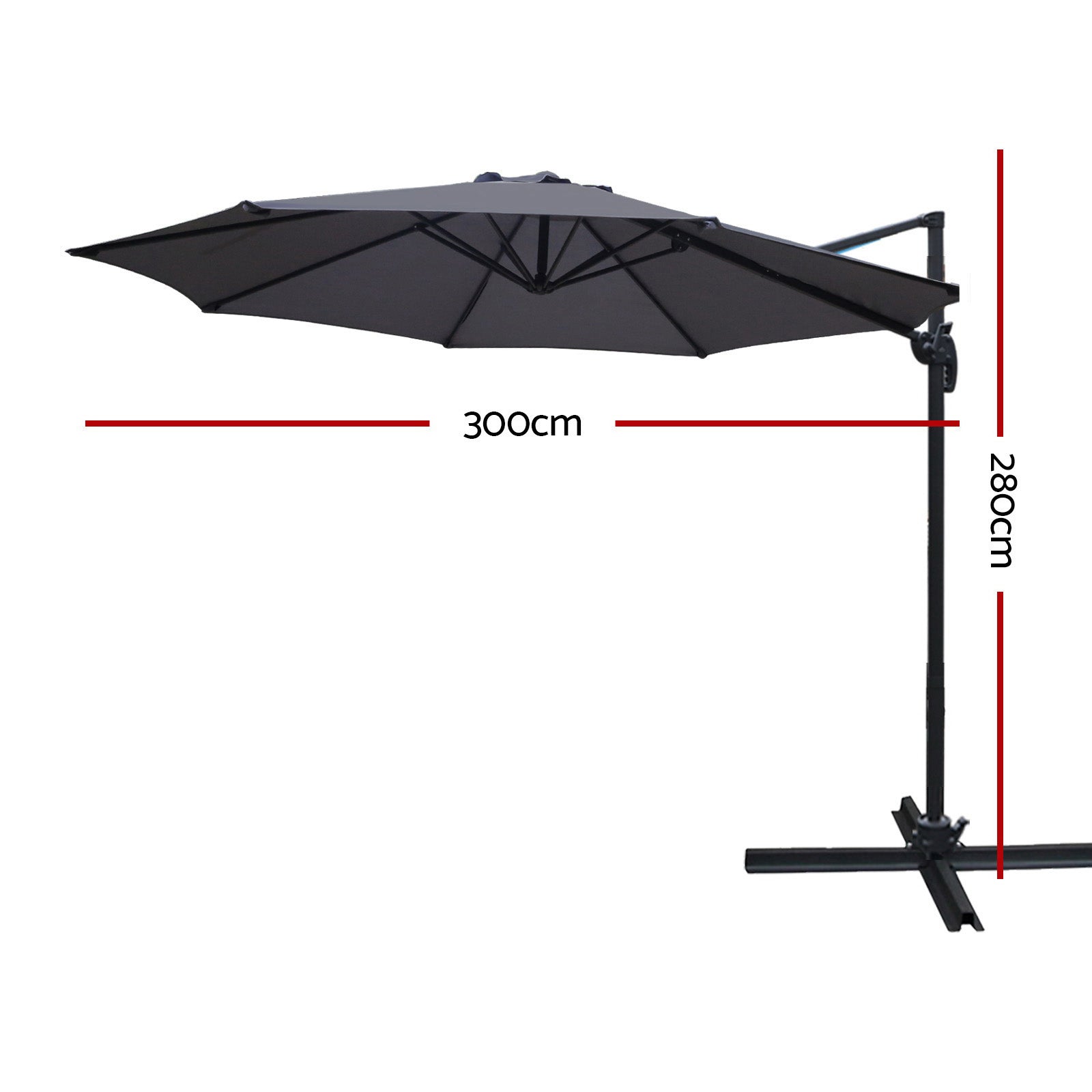 Nova Cantilever Outdoor Umbrella – Grey / Charcoal – 140 & above