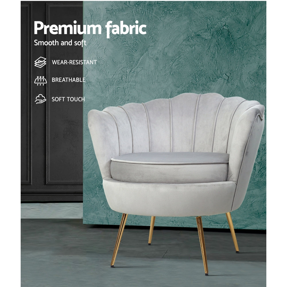 Preston Velvet Armchair – Grey