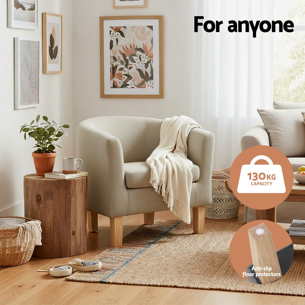 Abby Tub Armchair – Beige – 70 cm