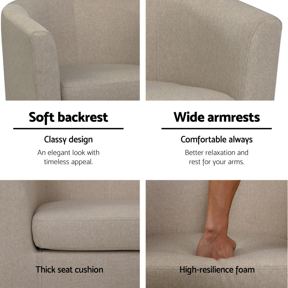 Abby Tub Armchair – Beige – 70 cm