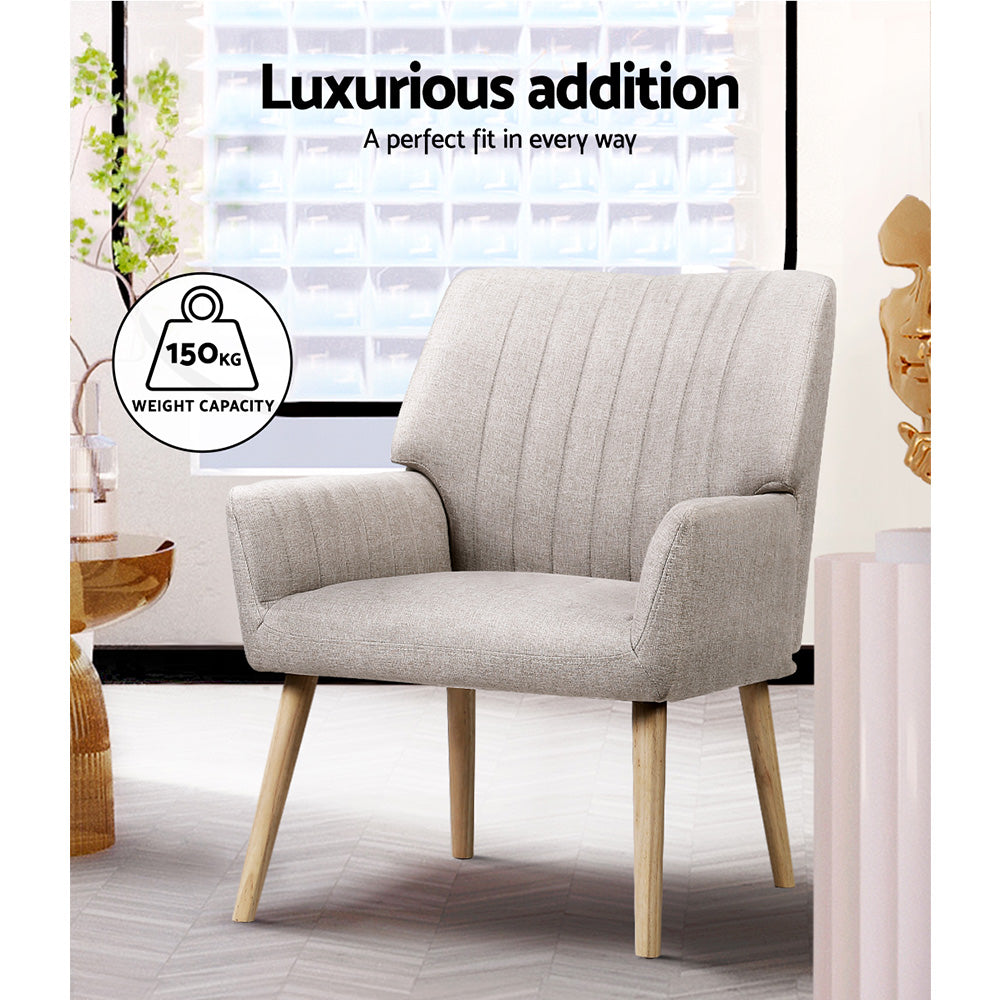 Sebastini Armchairs – Beige / Cream – Set of 2