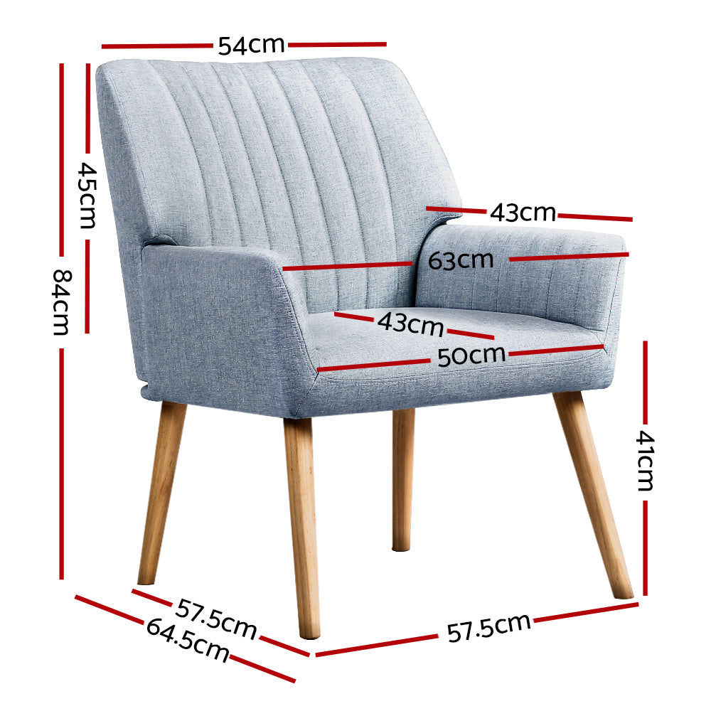 Marston Fabric Armchair – Blue Grey