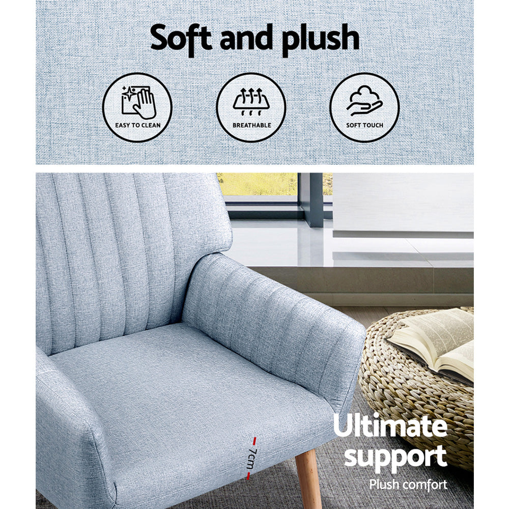 Marston Fabric Armchair – Blue Grey