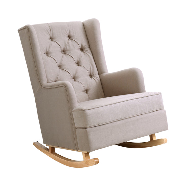 Artiss Rocking Chair Armchair Linen Fabric Beige Gaia