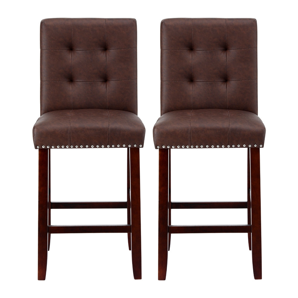 Arlo Wooden Counter Stools – Brown – Set of 2