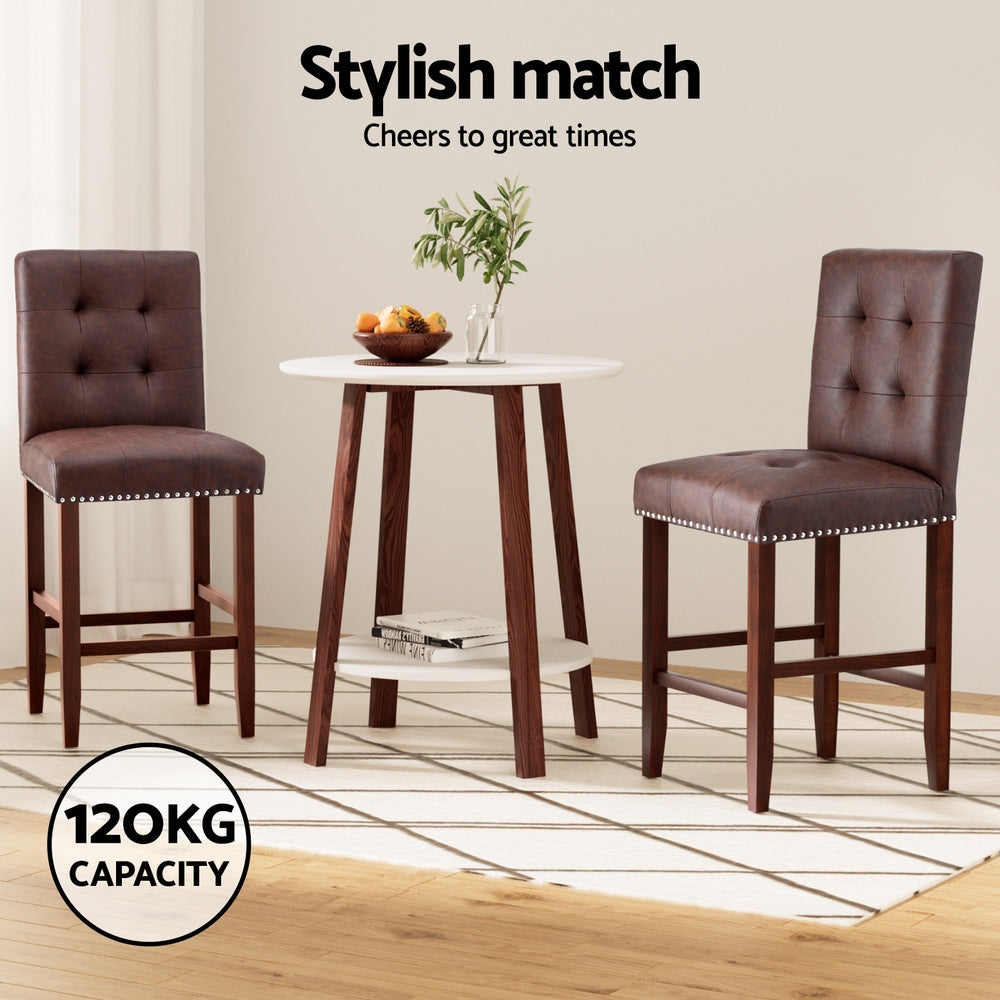 Arlo Wooden Counter Stools – Brown – Set of 2