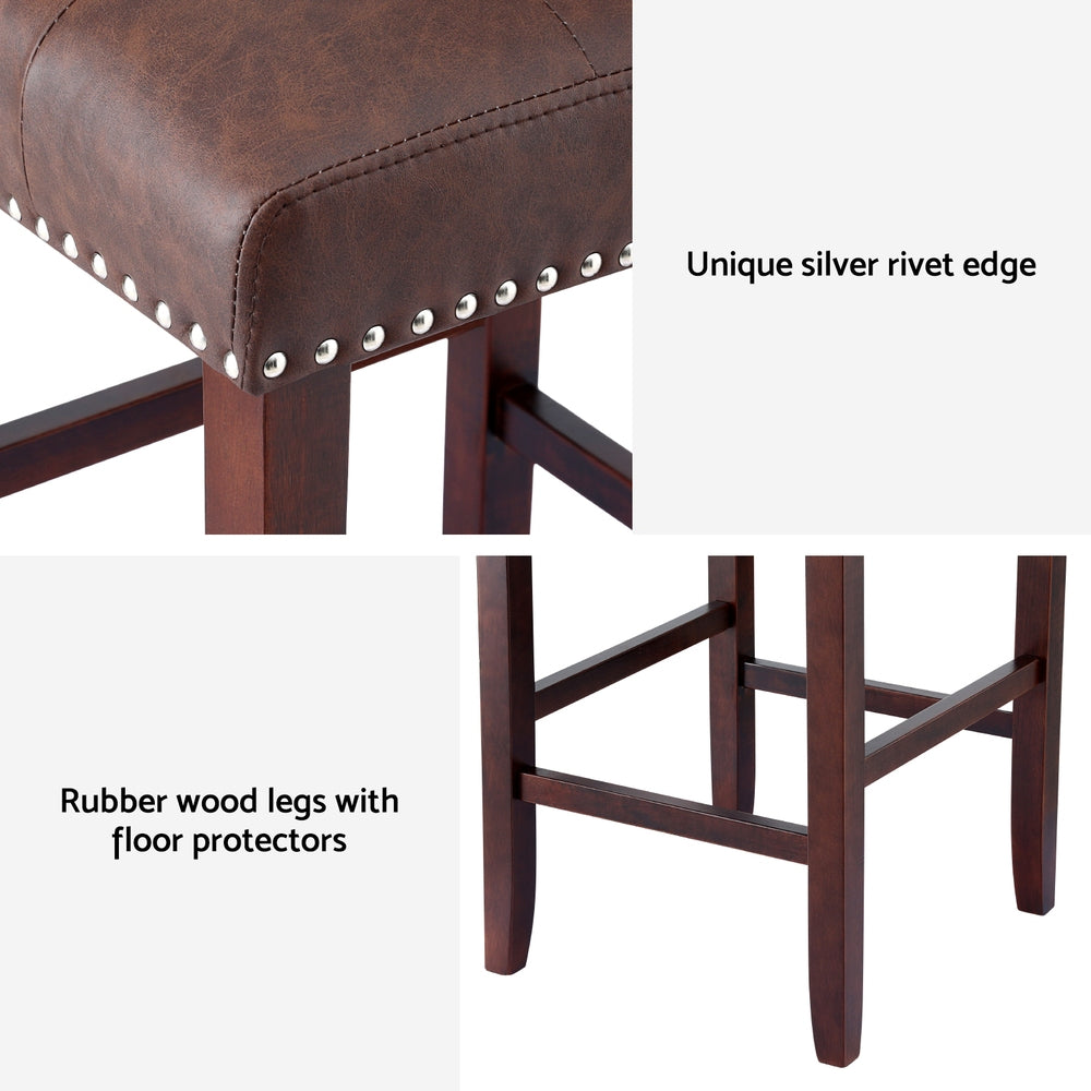 Arlo Wooden Counter Stools – Brown – Set of 2