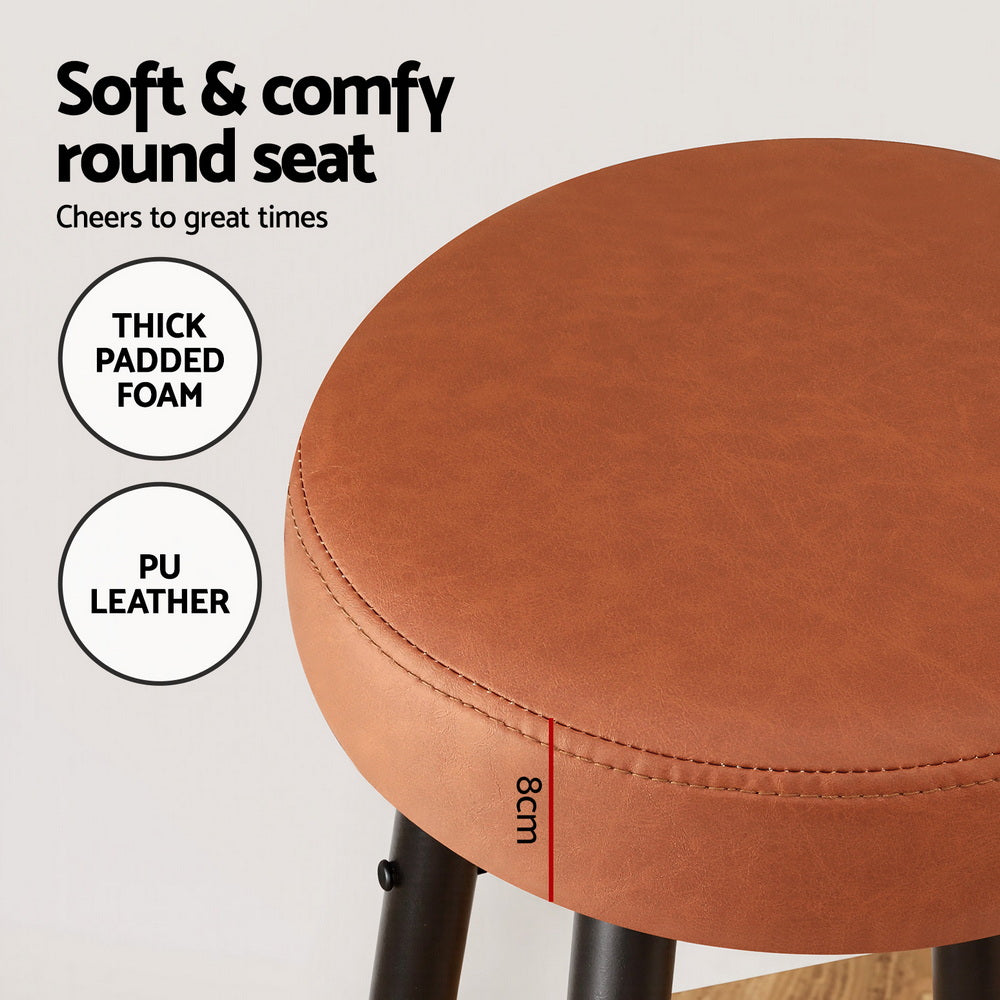 Lane Round Counter Stools – Brown – Set of 2