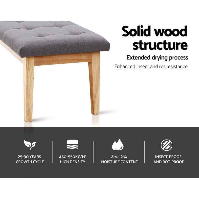 Linen Ottoman Bench - Grey