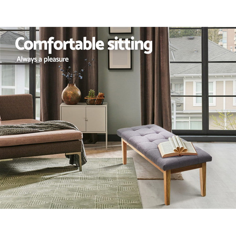 Linen Ottoman Bench - Grey