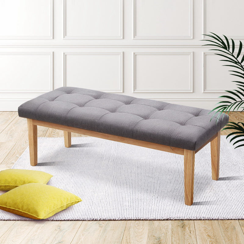 Linen Ottoman Bench - Grey