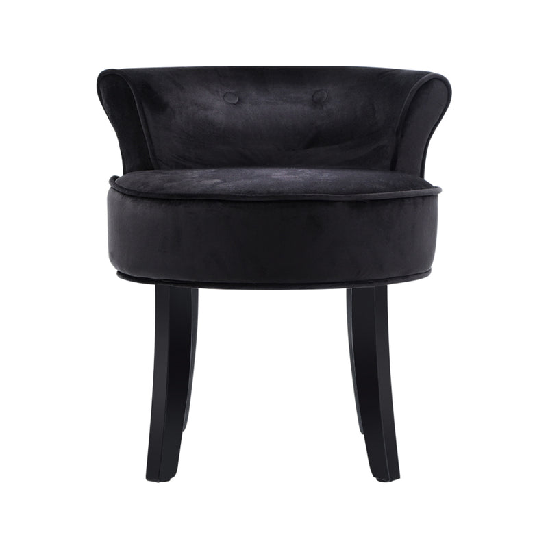 Velvet Vanity Stool - Black