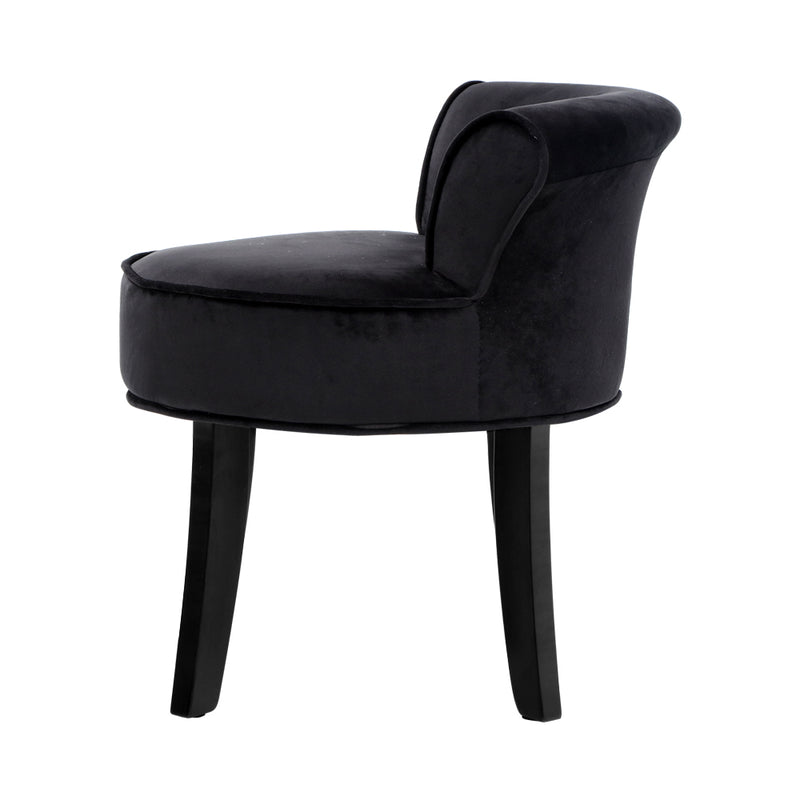 Velvet Vanity Stool - Black