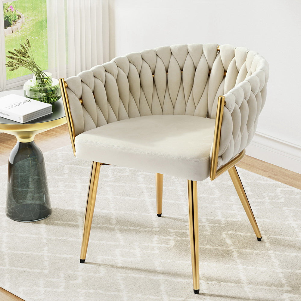 Rowan 1 Dining Chair Velvet Armchair Beige