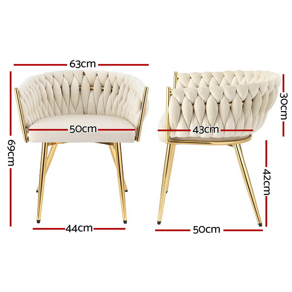 Emerson Velvet Armchairs – Beige – Set of 2