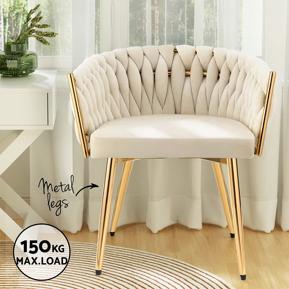 Emerson Velvet Armchairs – Beige – Set of 2