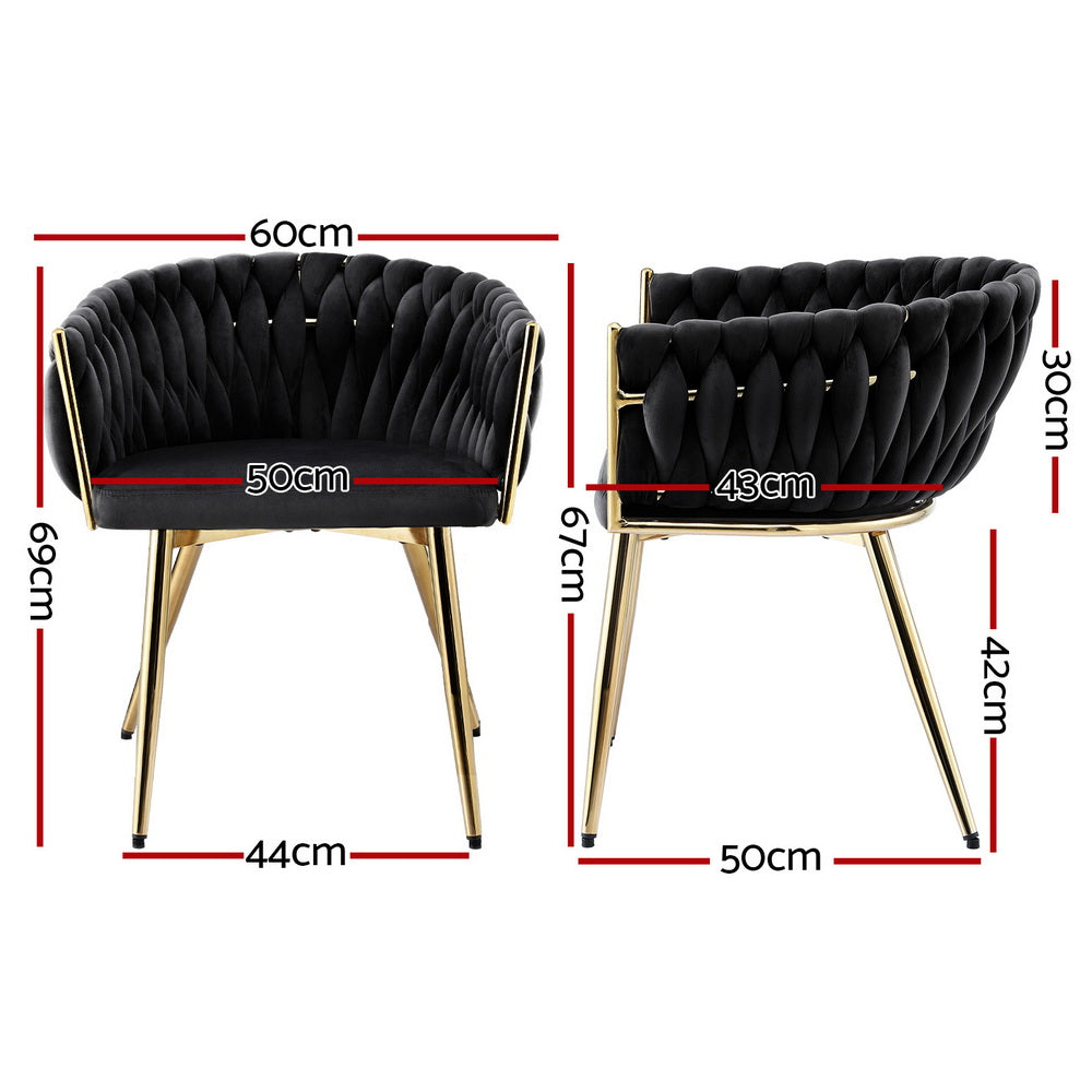 Onyx Velvet Armchairs – Black – Set of 2