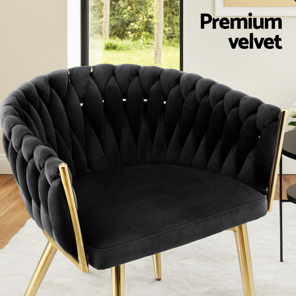 Onyx Velvet Armchairs – Black – Set of 2