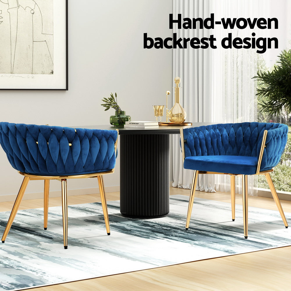 Meridian Velvet Armchairs – Blue – Set of 2