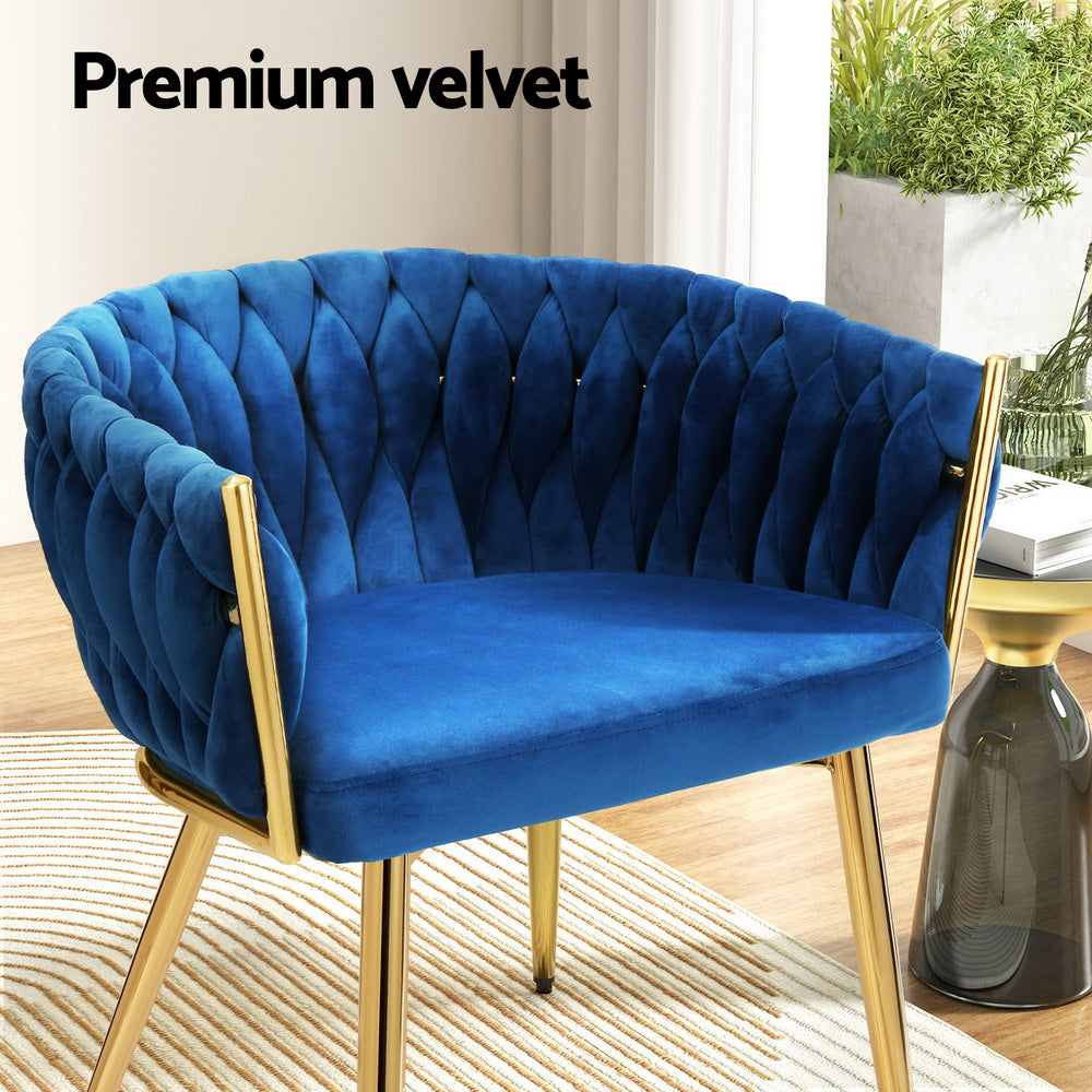 Meridian Velvet Armchairs – Blue – Set of 2
