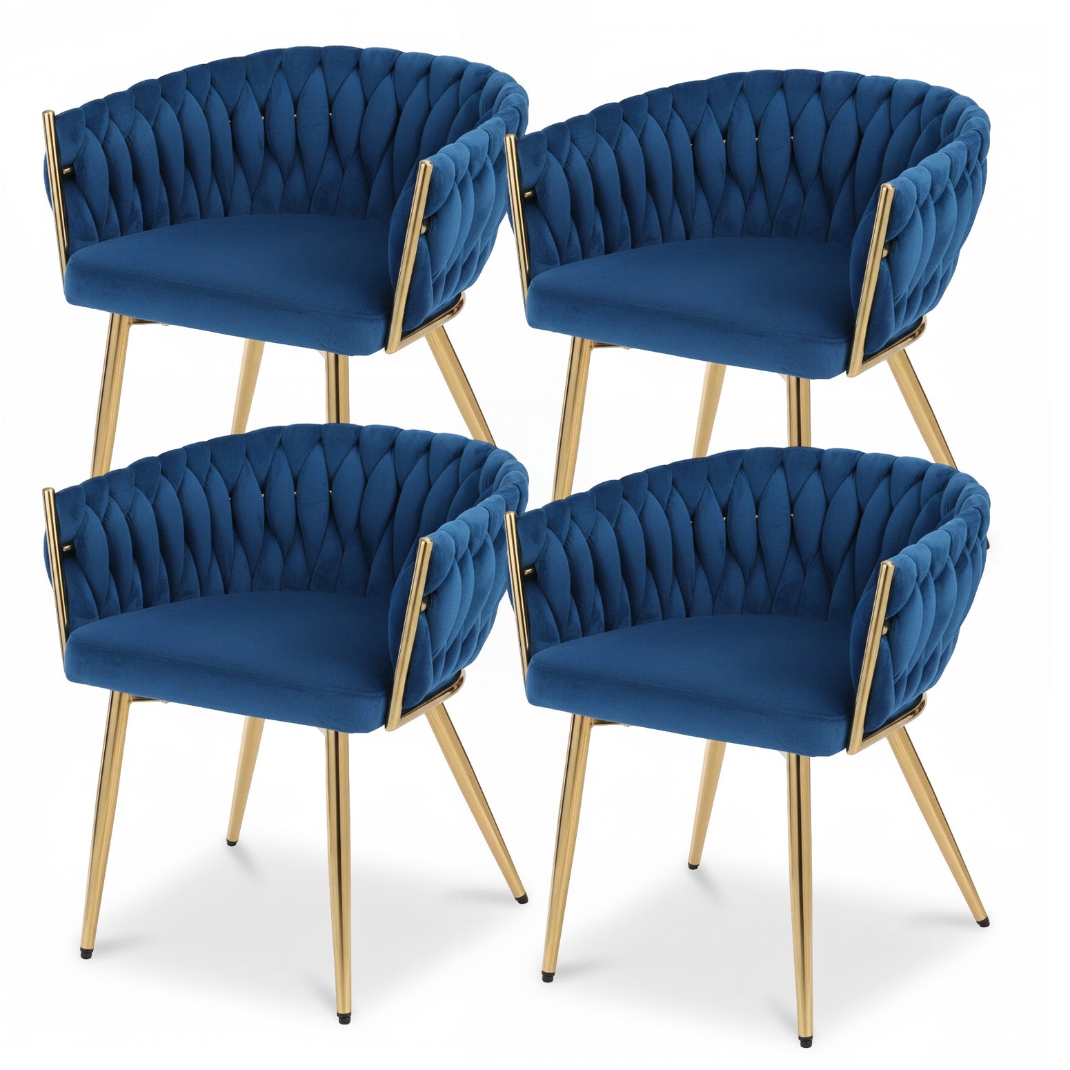 Cove 1 Set of 4 Dining Chairs Velvet Weaving Armchair Blue