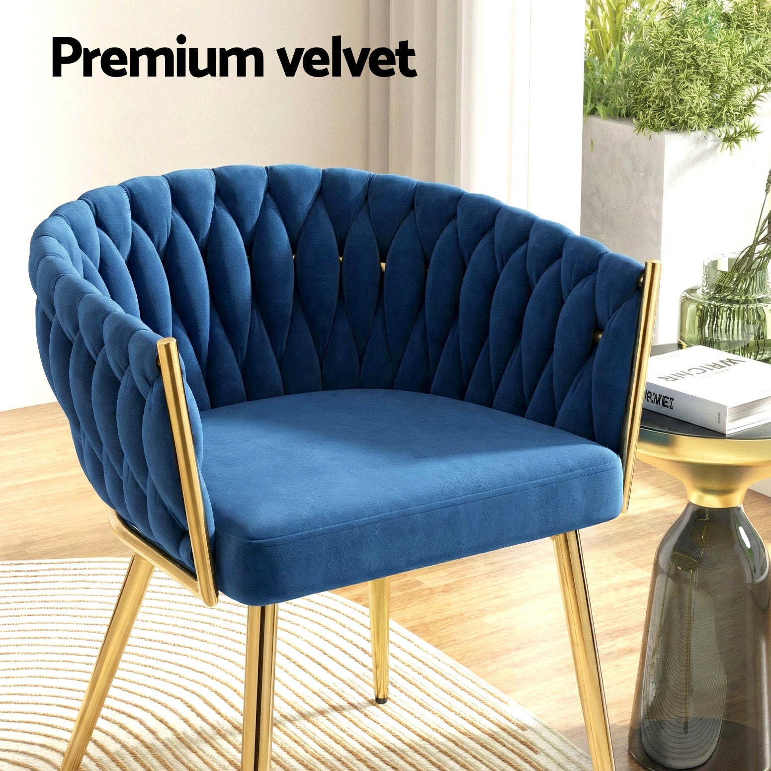 Cove Velvet Dining Armchairs – Blue – Set of 4
