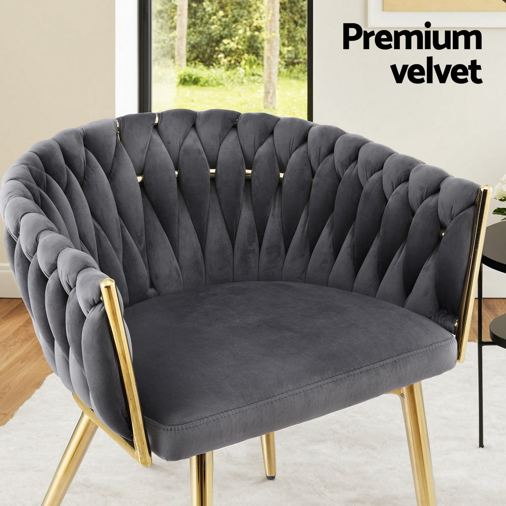 Haven Velvet Armchair – Grey – Single