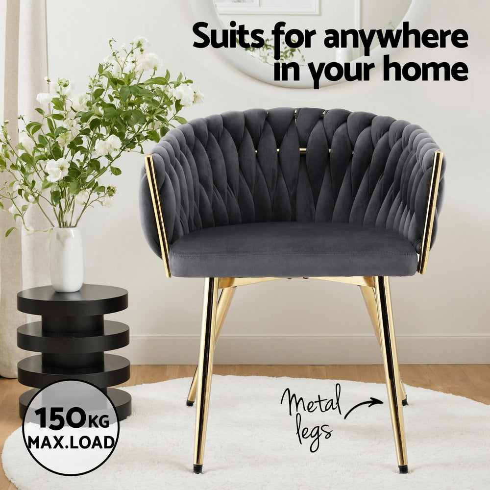 Sterling Velvet Armchairs – Grey – Set of 2