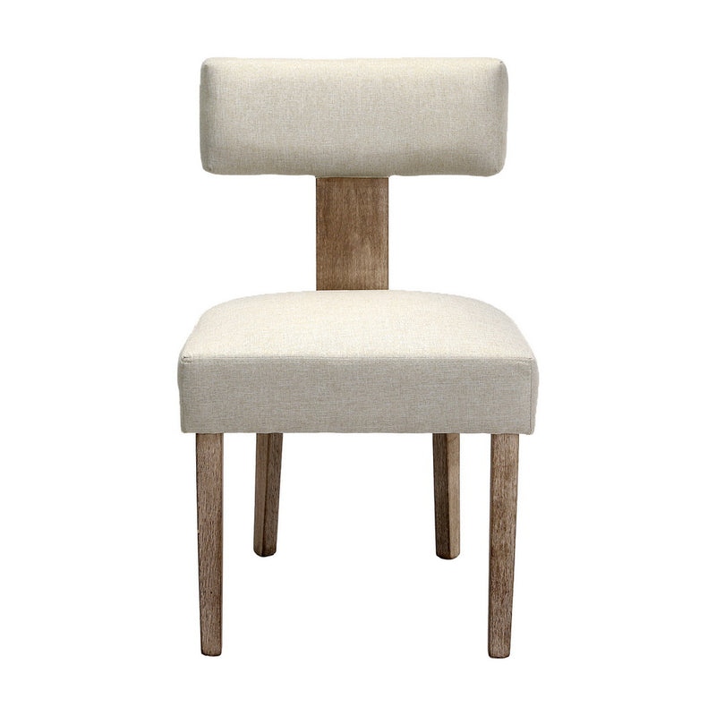 4 x Dining Chairs – Linen Fabric with Wooden Frame, Beige