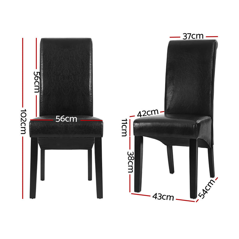 2 x Leather Parsons Dining Chairs – Classic Black