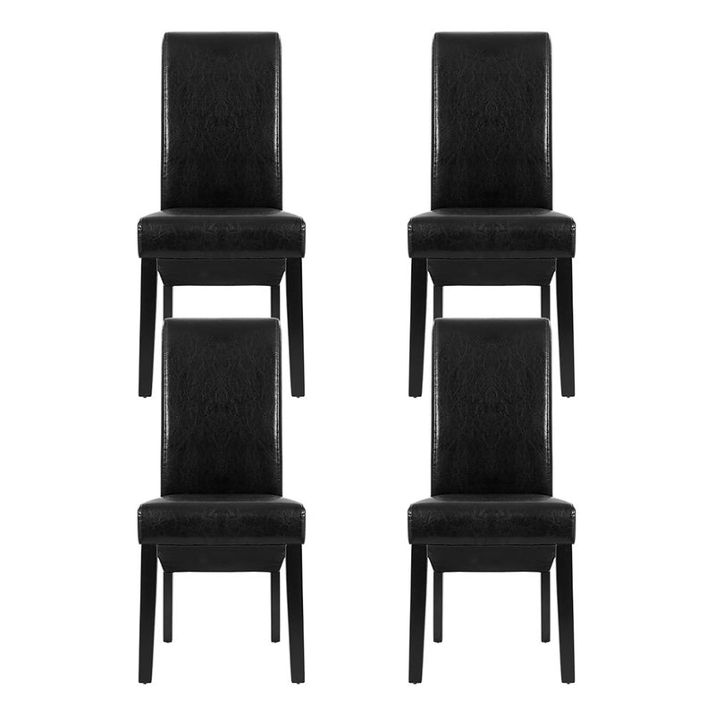 2 x Leather Parsons Dining Chairs – Classic Black