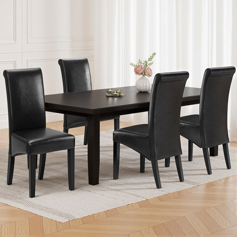 2 x Leather Parsons Dining Chairs – Classic Black