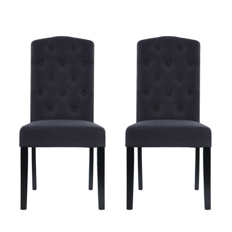 Set of 2 Fabric Dining Chairs - Grey