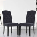 Set of 2 Fabric Dining Chairs - Grey