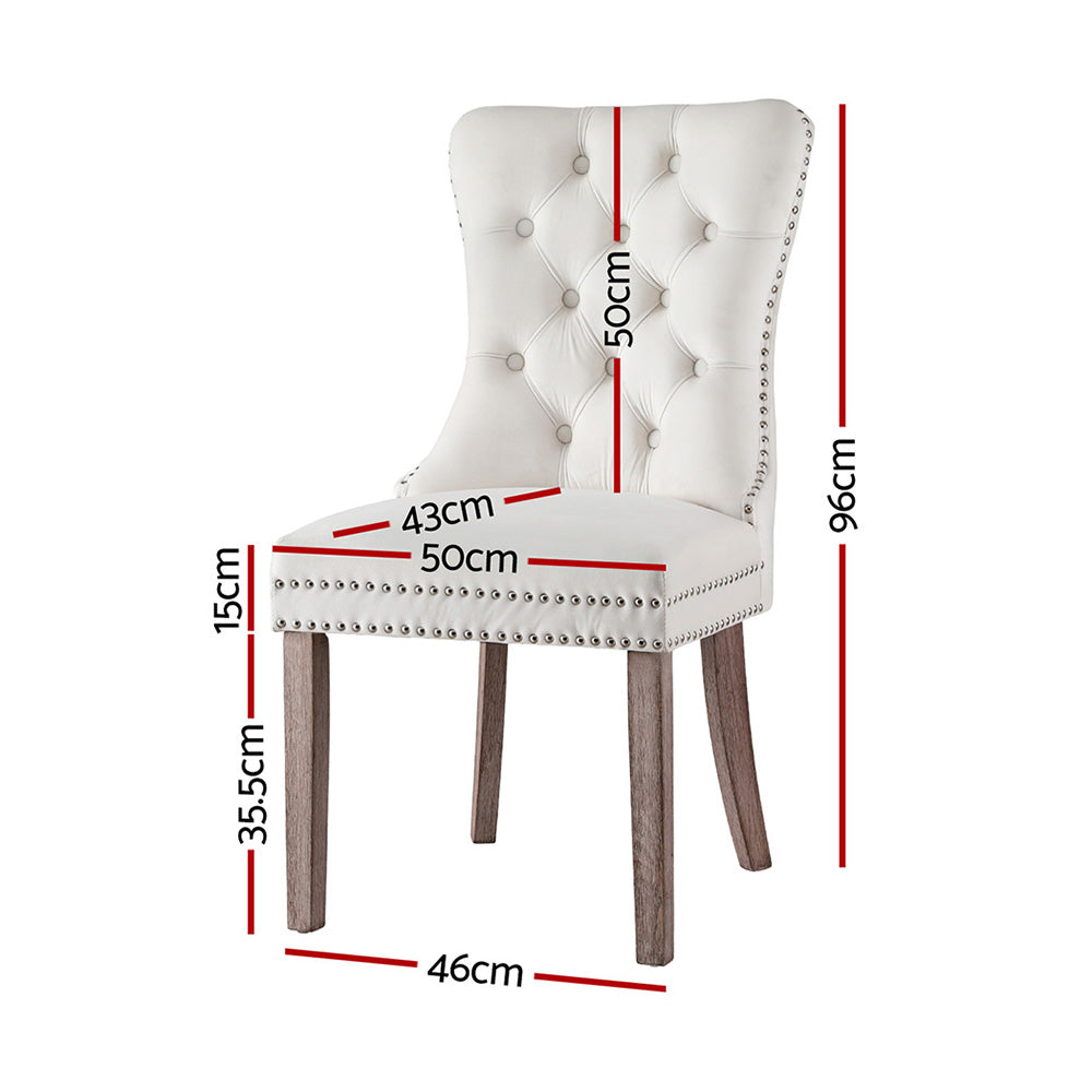 Breslin Velvet Dining Chairs – Beige – Set of 2