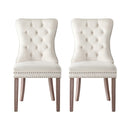 2 x Dining Chairs – Soft Beige Velvet Upholstery