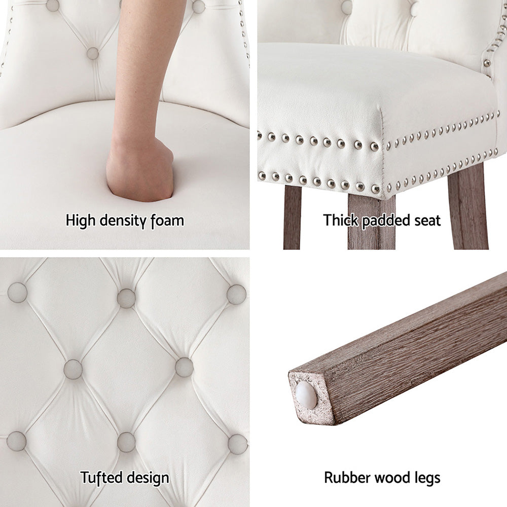 Breslin Velvet Dining Chairs – Beige – Set of 2