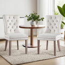 2 x Dining Chairs – Soft Beige Velvet Upholstery