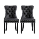 2 x Dining Chairs – Black Faux Leather Finish