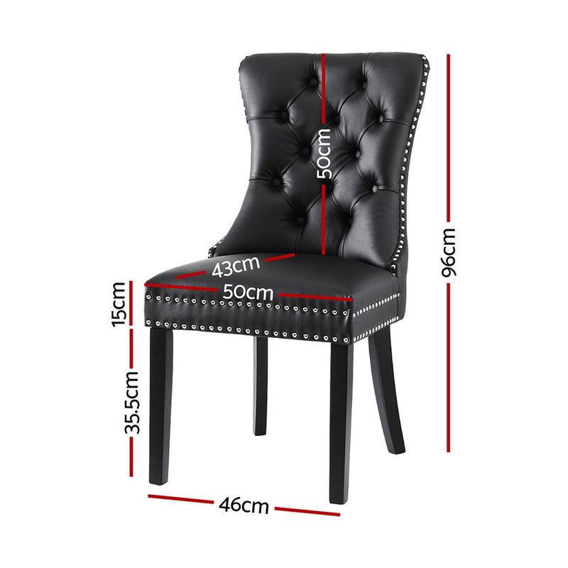 4 x Black Leather Dining Chairs – Classic Style Set